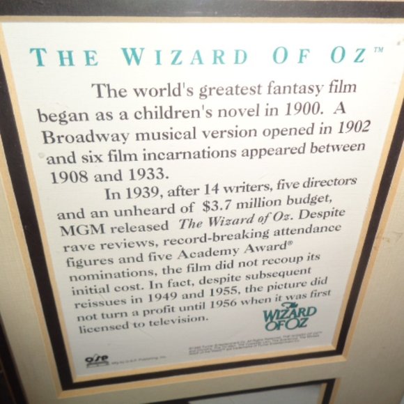 The Wizard Of Oz Commemorative Movie Pictures, Matted 11 x 14" New - Picture 4 of 6